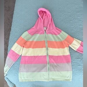Appleseed's Women’s Striped Hoodie - Pink, Orange, Mint